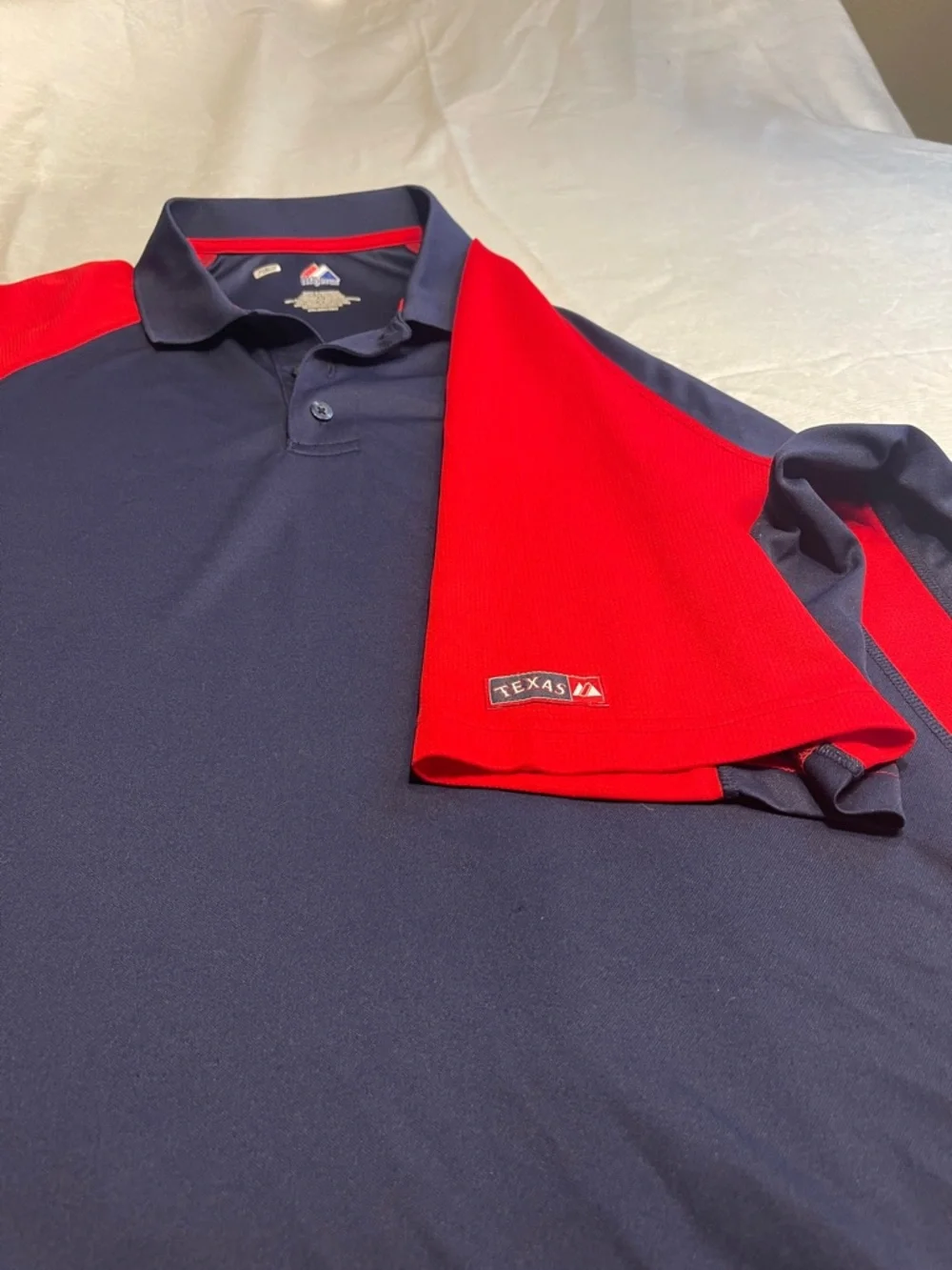 Majestic Navy‎ and Red Texas Rangers Polo Shirt